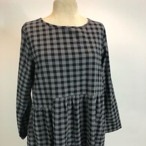 Minimal buffalo plaid midi dress XL prairie dress